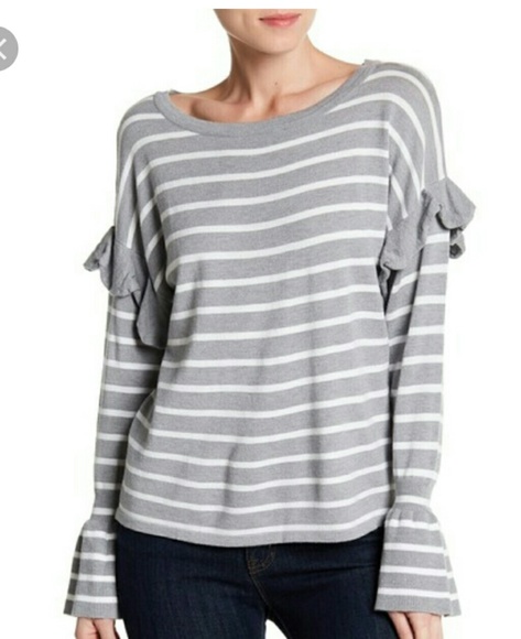 Sweaters - Gray and white striped sweater